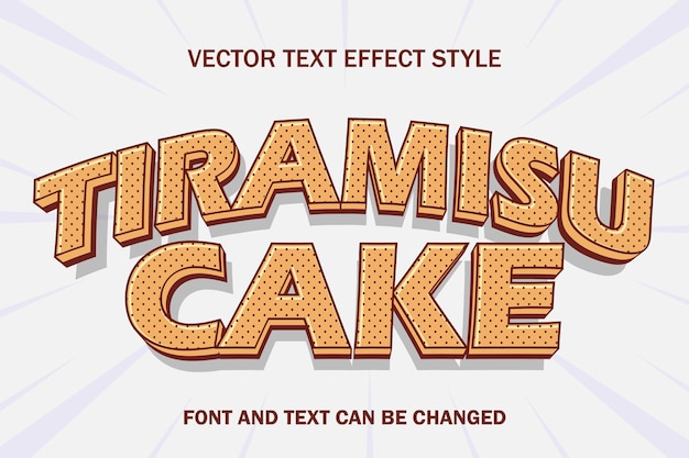 Tiramisu cake sweat chocolate 3d editable text effect font style template