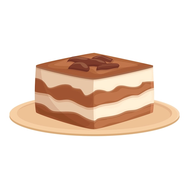 Tiramisu dessert icon cartoon vector Chocolate cake Cream food