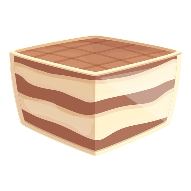 Tiramisu pastry icon cartoon vector Cake dessert Square food