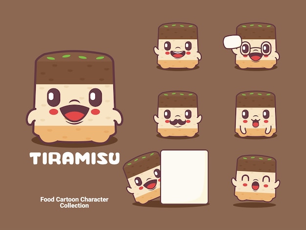 Tiramisu stripfiguur dessert vectorillustratie