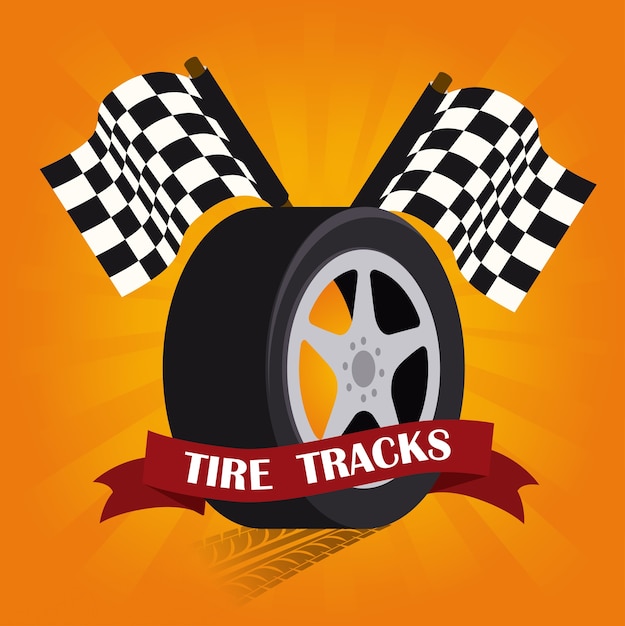 Tire Design over orange background vector illustration