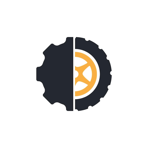 Tire and gear icon vector logo design