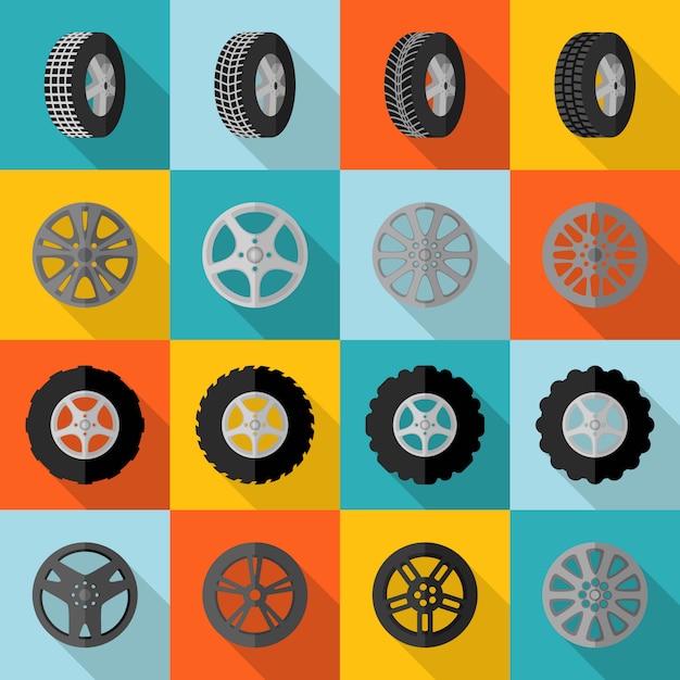 Vector tire icon flat