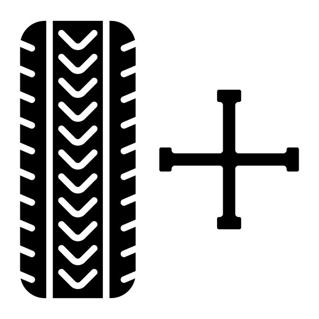 Tire maintenance glyph solid black illustration