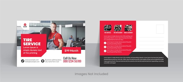 Tire service postcard template