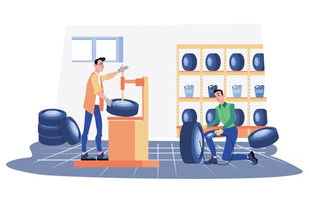 Tire Services Illustratie concept op witte achtergrond