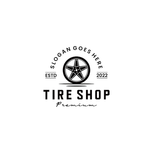 Tire shop logo design vintage classical template