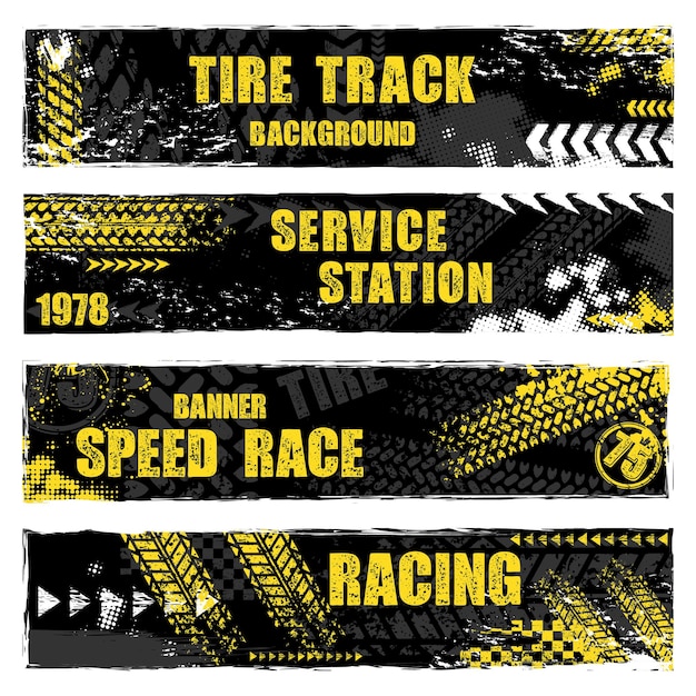 Tire track black and yellow banners