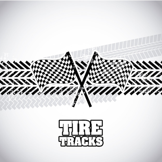 Vector tire tracks over gray background vector illustration