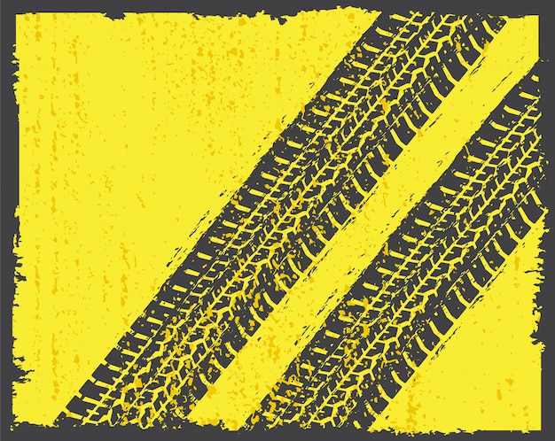 Vector tire tracks in grunge style