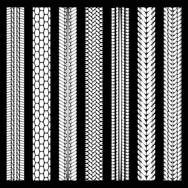 Vector tire tracks simplify silhouettes set