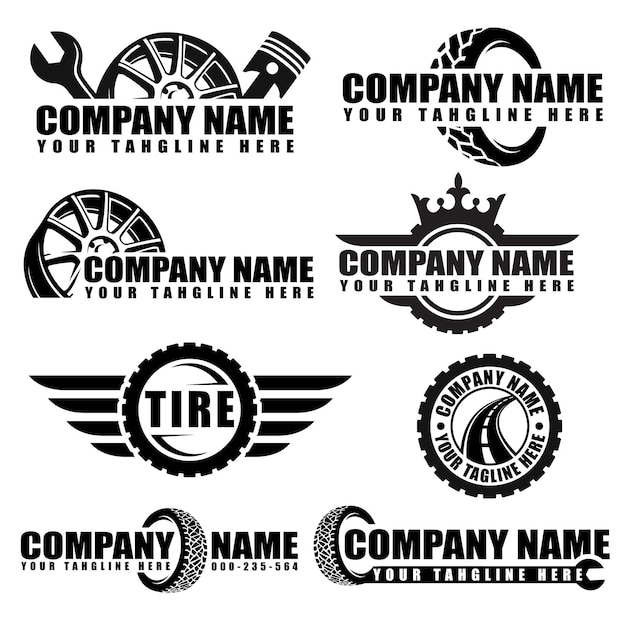 Vector tire with crown logo design tire silhouette premium vector