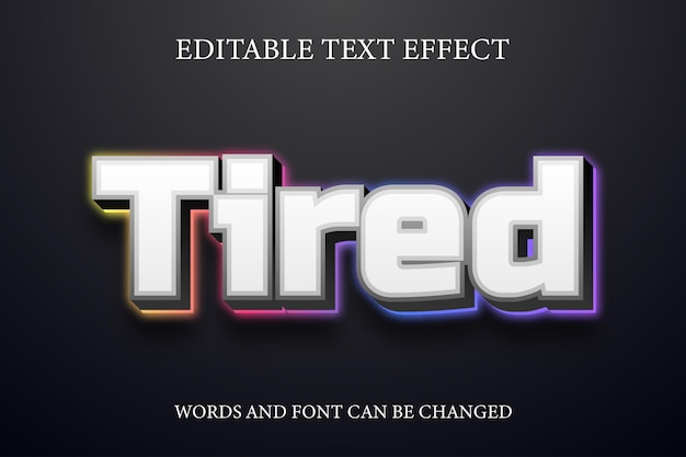 Vector tired 3d colorful style text effect