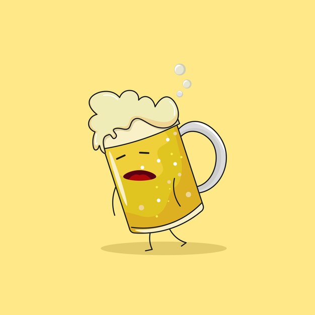 疲れたビールグラスのキャラクター