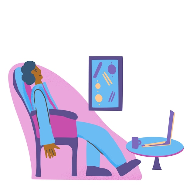 Tired person sitting and sleeping Vector design