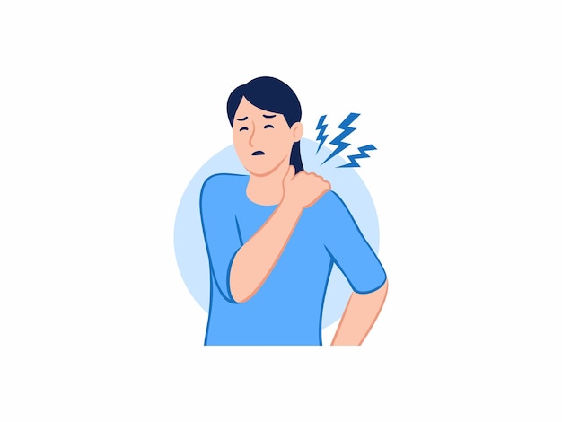 Tired woman having shoulder neck pain