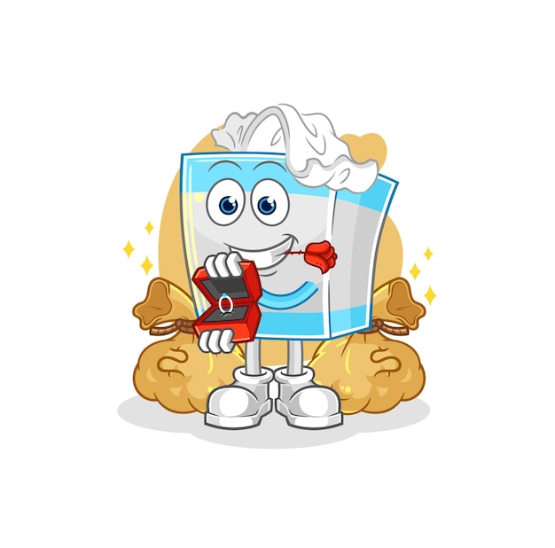 Tissue box propose with ring cartoon mascot vector