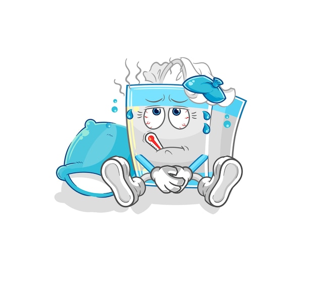 Tissue box sick vector cartoon character