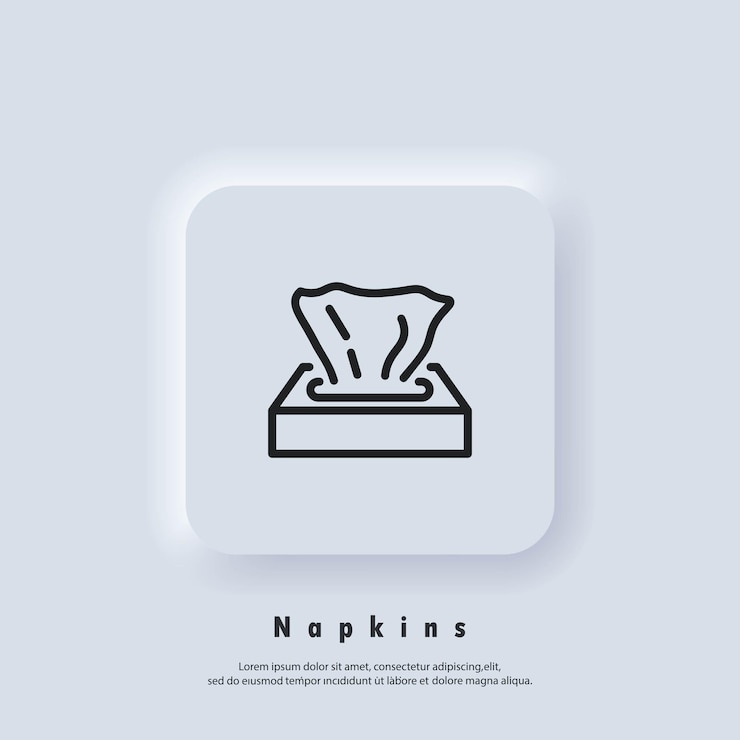 Vector tissue paper box icon. napkin icon. wipes icons. vector. ui icon. neumorphic ui ux white user interface web button. neumorphism