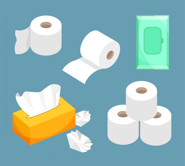 Tissue paper set, wet wipes, toilet paper roll. Use for toilet, bathroom, kitchen.