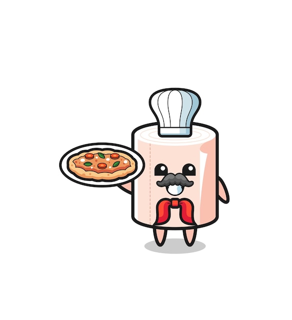 Tissue roll character as italian chef mascot cute design