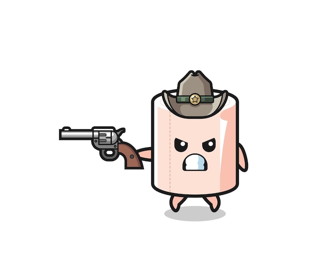 The tissue roll cowboy shooting with a gun