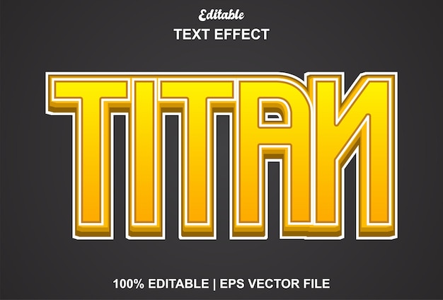 Titan text effect with orange and black color editable