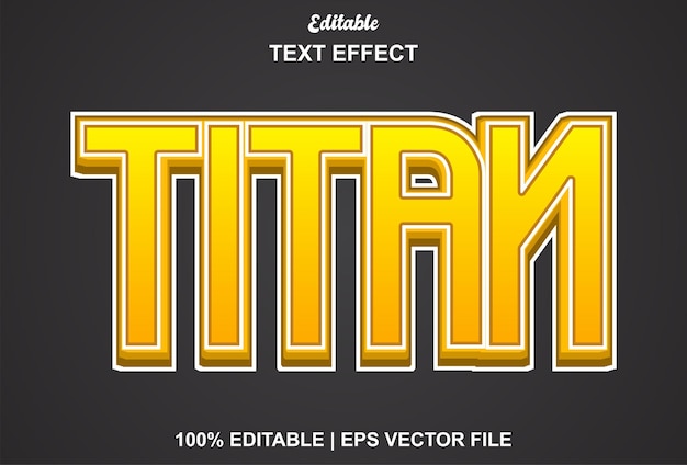 オレンジと黒の色で編集可能なタイタンのテキスト効果