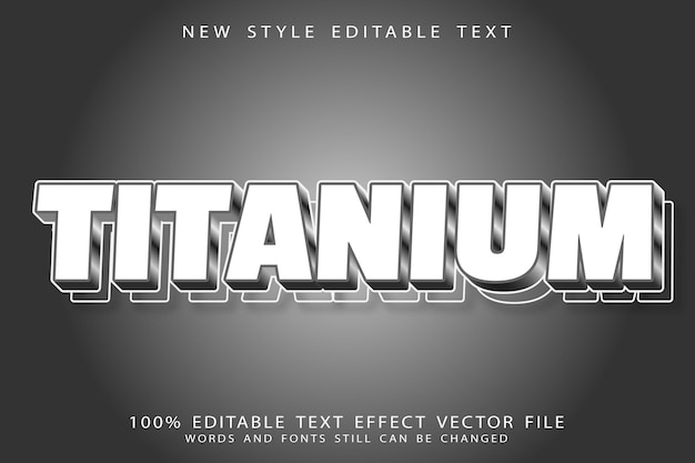 Vector titanium editable text effect emboss modern style