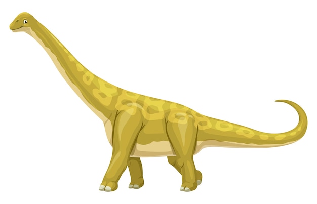 Вектор Титанозавр динозавр милый мультяшный персонаж палеонтология рептилия вымершая ящерица или доисторический динозавр веселый векторный персонаж юрская эпоха животное комический персонаж или милый талисман титанозавра