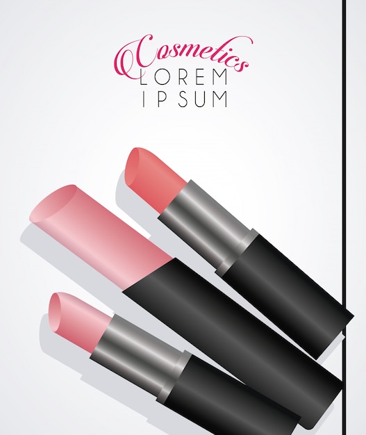 Titelsjabloon en make-up lippenstift cosmetica