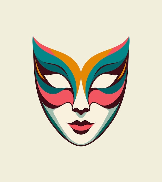 ベクトル タイトルのベクトルイラストは,祝祭のマスクで飾られた美しい女性を展示しています.