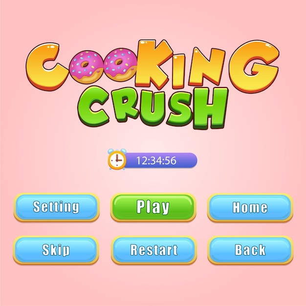 Title for cooking games with all buttons and assets