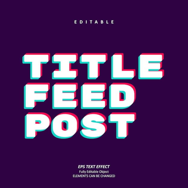 Vector title feed post social media glitch text effect editable premium premium vector