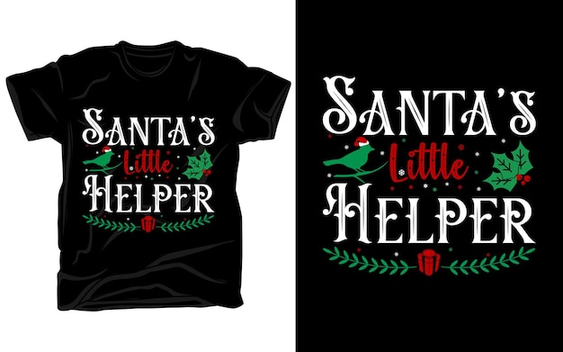 Vector title santa's little helper christmas tshirt design