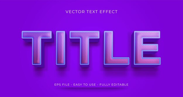 Vector title text effect editable 3d text style