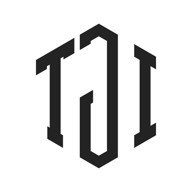 TJI ロゴ デザイン イニシャルレター TJI モノグラム ロゴ ヘクサゴン形