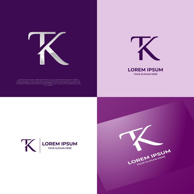 Vector tk initial modern typography emblem logo template voor bedrijven