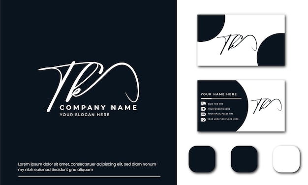 tk t k initial letter handwriting and signature logo and business card