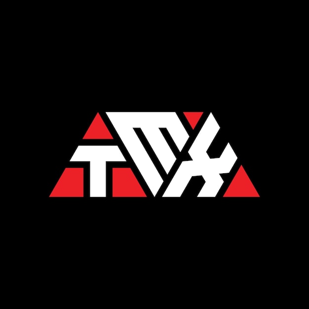 삼각형 모양의 삼각형 문자 로고 디자인 TMX 삼각형 로고 디자인 모노그램 TMX 세각형 터 로고 템플릿 TMX 빨간색 삼각형로고 간단하고 우아하고 고급스러운 TMX 로고