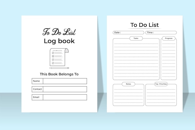 ベクトル やることリストkdpインテリア。タスクプランナーのログブック。毎日のチェックリストプランナー。 kdpインテリアワークリストノート。時間管理ノート。やることリストジャーナルとタスクトラッカー。 kdpインテリアログブック。