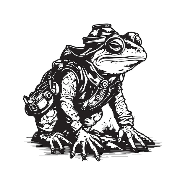 Toad aaseter vintage logo lijntekeningen concept zwart-wit kleur hand getekende illustratie