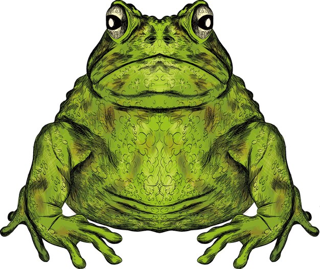 Vector toad groen grappig dier symmetrische vector illustratie