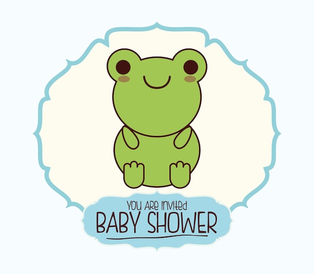 Toad kawaii cartoon glimlachende baby douche pictogram