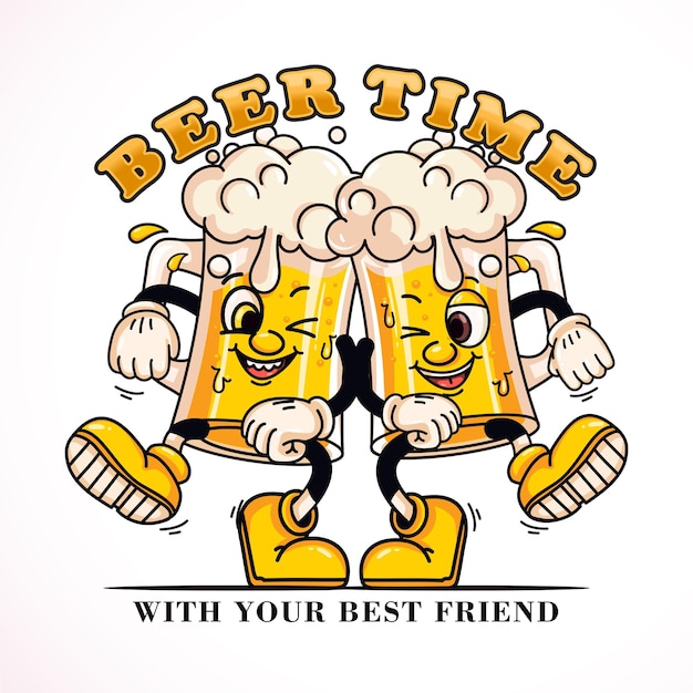 toast beer glass cartoon mascot character suitable for logos mascots tshirts stickers and posters