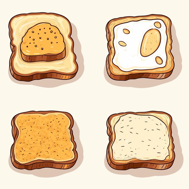 Vector toast bread set