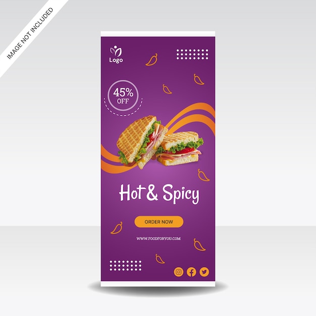 Toast food roll up banner winkel promotie ontwerp sjabloon