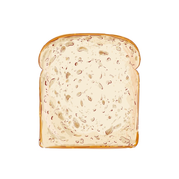 Toast gesneden brood. Sneetje een volkoren wit brood. Bakkerij, voedsel, stuk geroosterde crouton voor sandwichsnack. Realistische vector illustratie afbeelding.