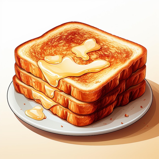 Vettore toast vettore colazione cibo isolato fetta pasto pane illustrazione deliziosa panetteria morni