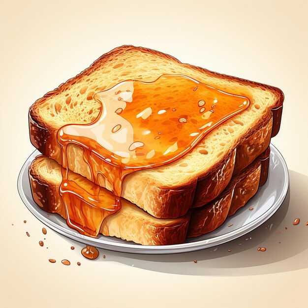 Vettore toast vettore colazione cibo isolato fetta pasto pane illustrazione deliziosa panetteria morni